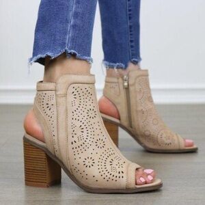 Taupe Open Toe Ankle Boots